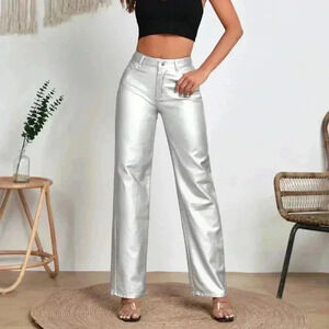 Silver Casual Womens Straight Leg Jeans